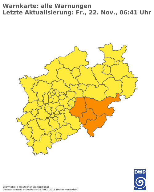 Aktuelle Wetterwarnungen für  Oberbergischer Kreis