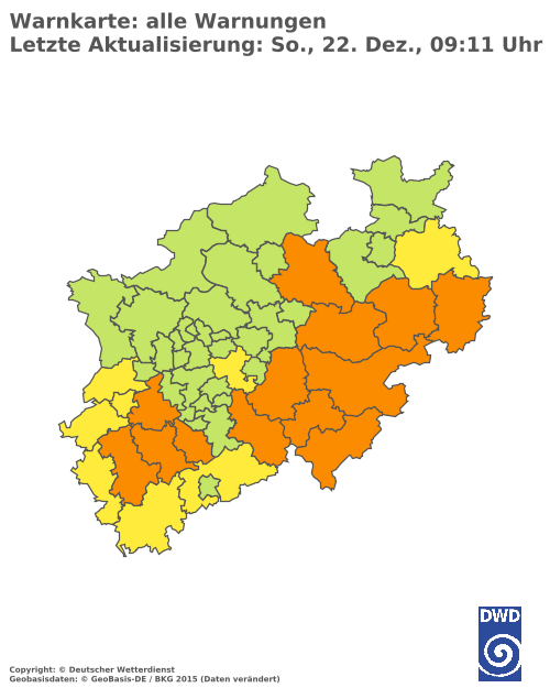 Aktuelle Wetterwarnungen für  Oberbergischer Kreis